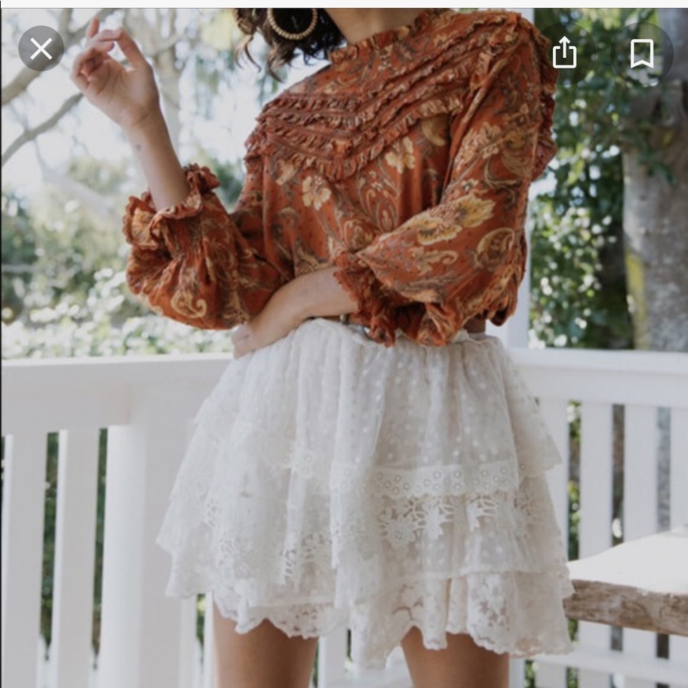 Spell & Gypsy dawn lace mini skirt xxs